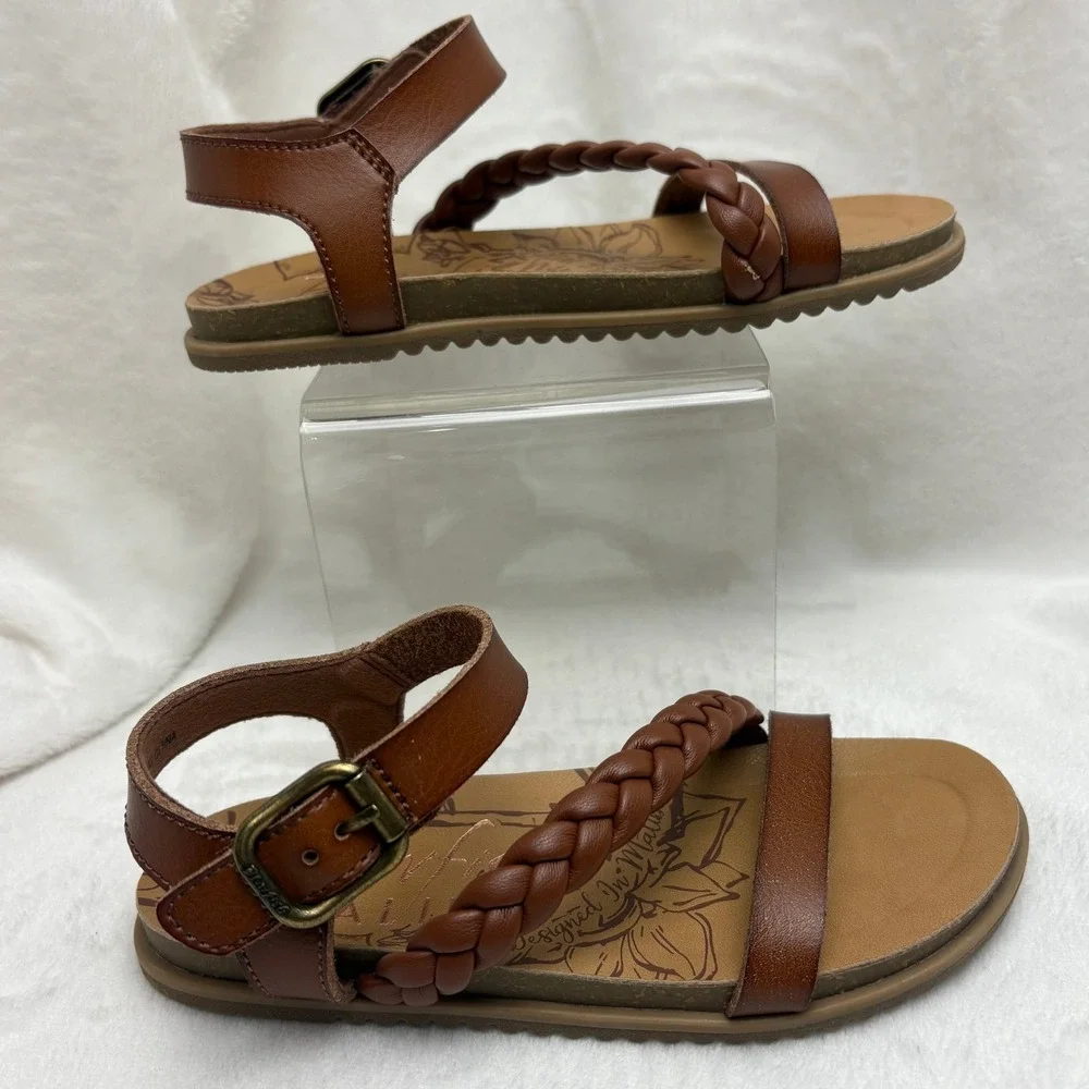 Blowfish Malibu Kids 11 Brown Braided Strap Sandals Boho Beach Summer Resort Fun